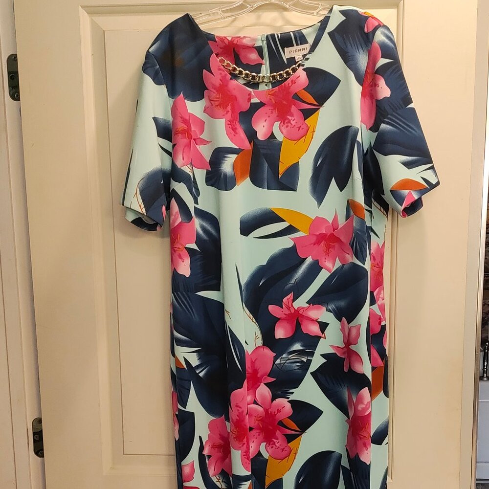 Pierri New York Light Blue Floral Dress Size 16